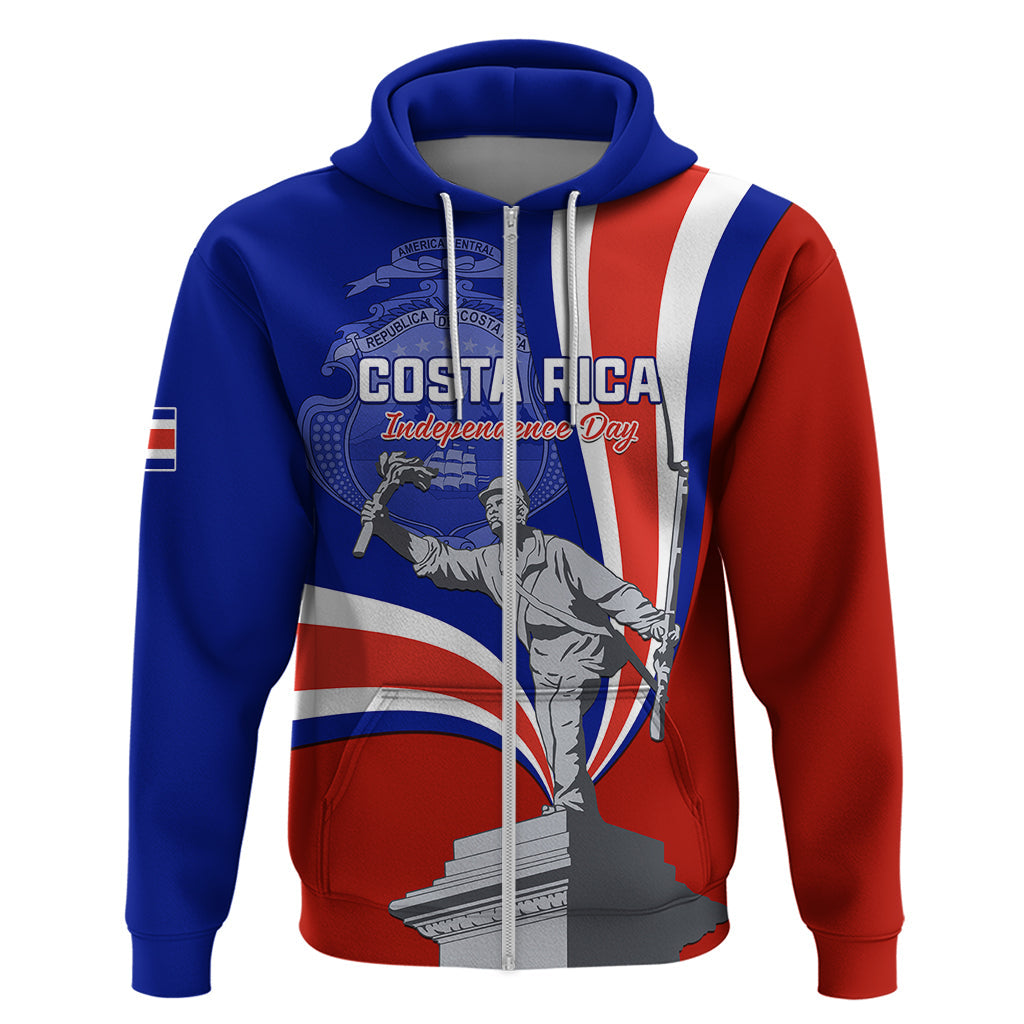 Personalised Costa Rica Independence Day Hoodie Juan Santamaria National Hero LT01