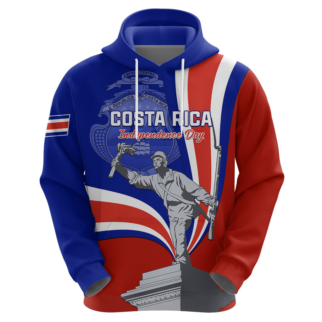 Personalised Costa Rica Independence Day Hoodie Juan Santamaria National Hero LT01