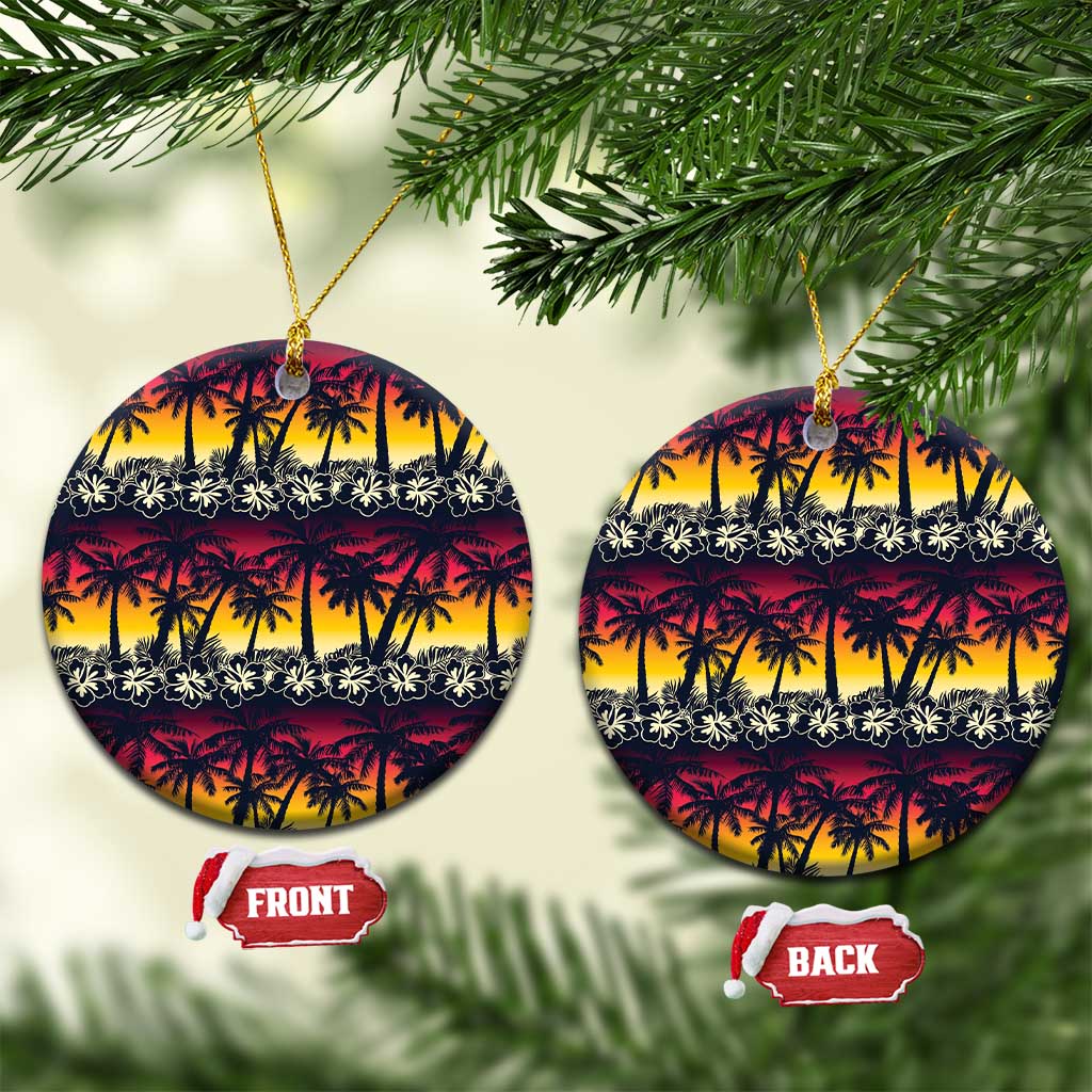 Hawaii Hibiscus Palm Tree Sunset Ceramic Ornament Tropical Style LT01