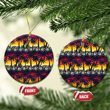 Hawaii Hibiscus Palm Tree Sunset Ceramic Ornament Tropical Style LT01
