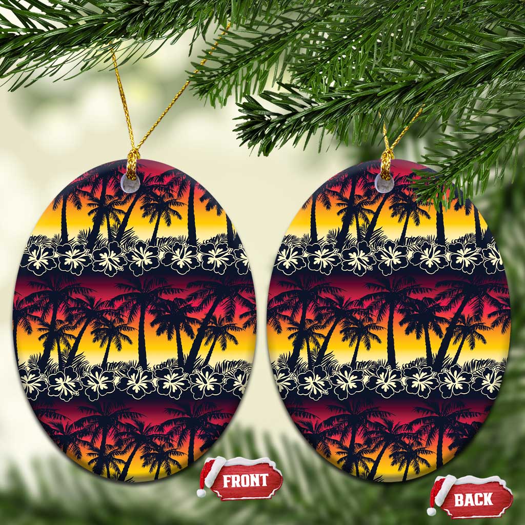 Hawaii Hibiscus Palm Tree Sunset Ceramic Ornament Tropical Style LT01