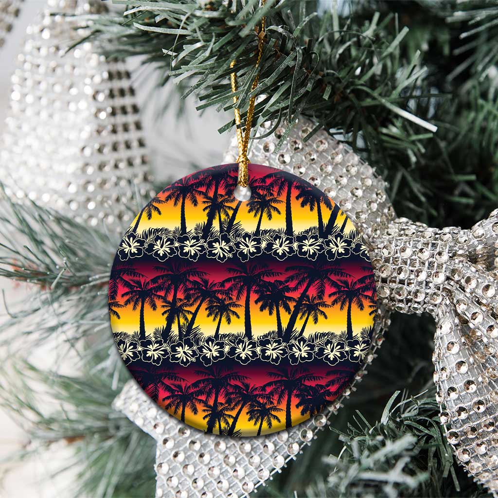 Hawaii Hibiscus Palm Tree Sunset Ceramic Ornament Tropical Style LT01