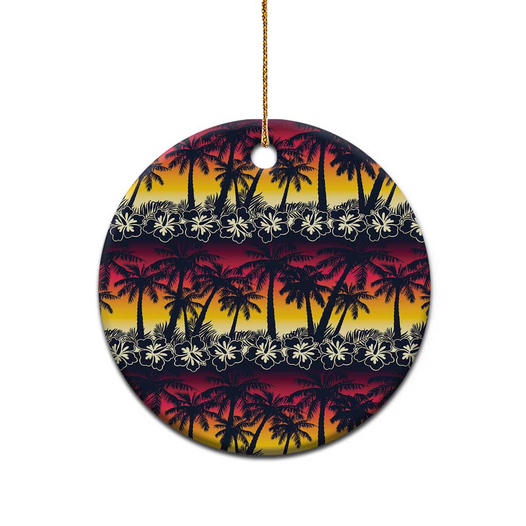 Hawaii Hibiscus Palm Tree Sunset Ceramic Ornament Tropical Style LT01
