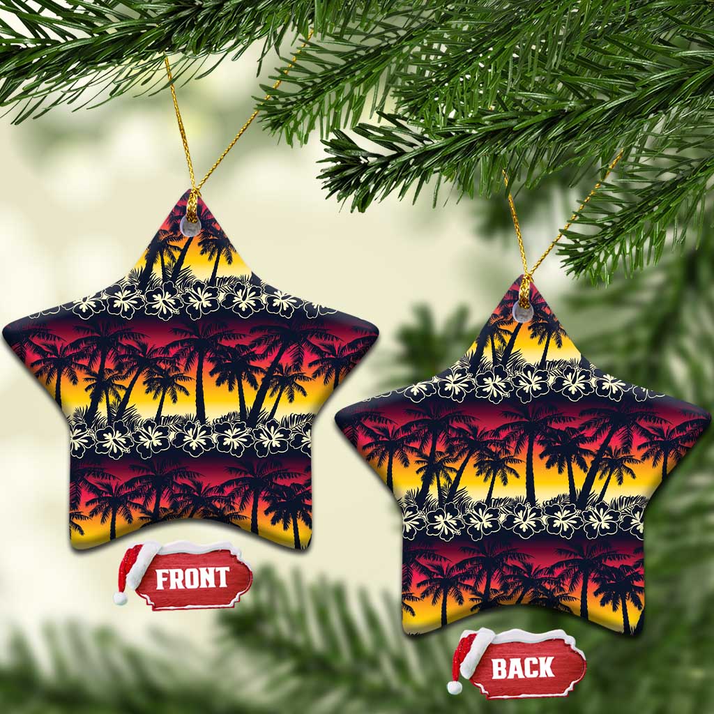 Hawaii Hibiscus Palm Tree Sunset Ceramic Ornament Tropical Style LT01