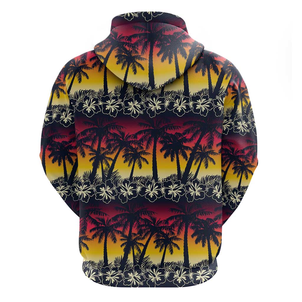 Hawaii Hibiscus Palm Tree Sunset Hoodie Tropical Style LT01