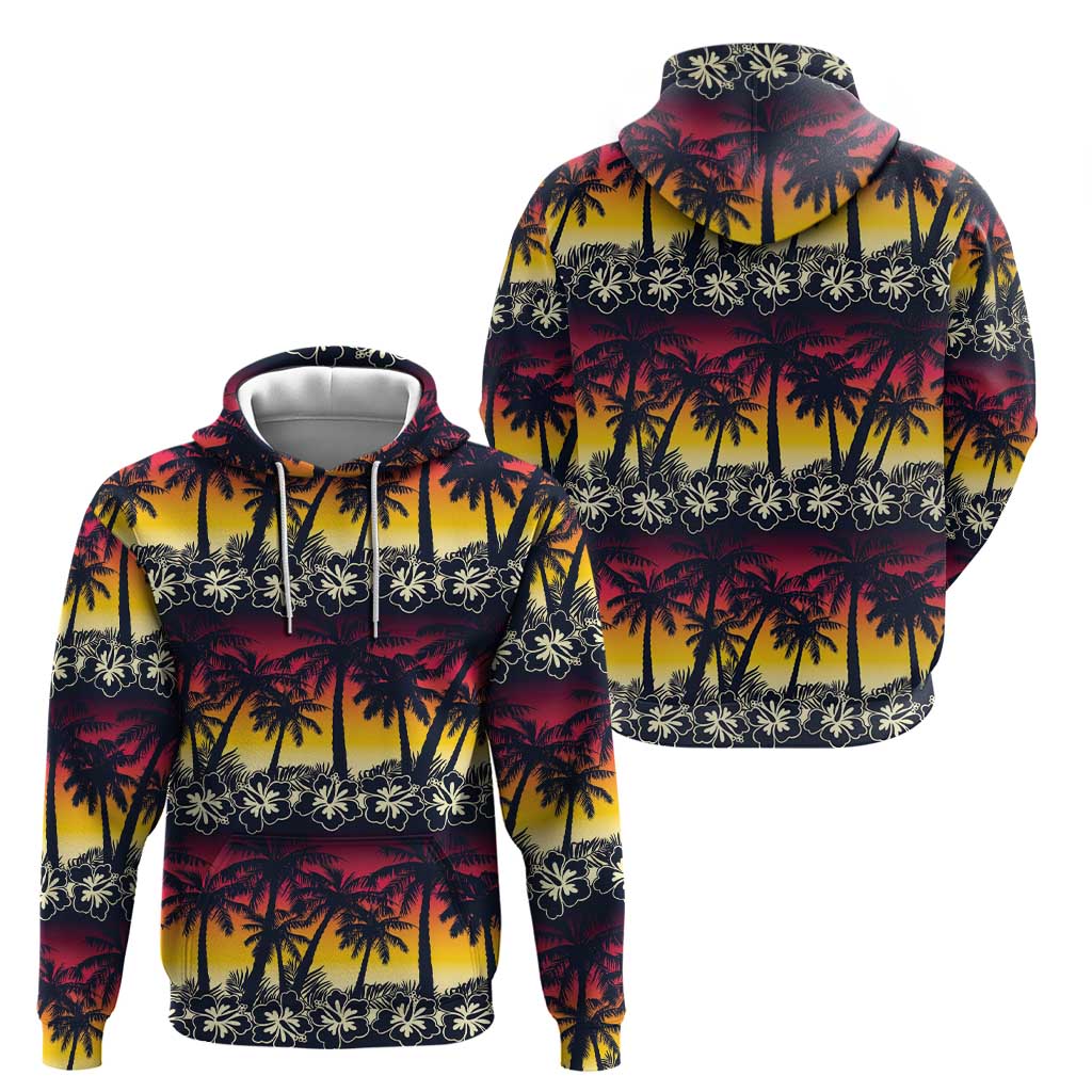 Hawaii Hibiscus Palm Tree Sunset Hoodie Tropical Style LT01
