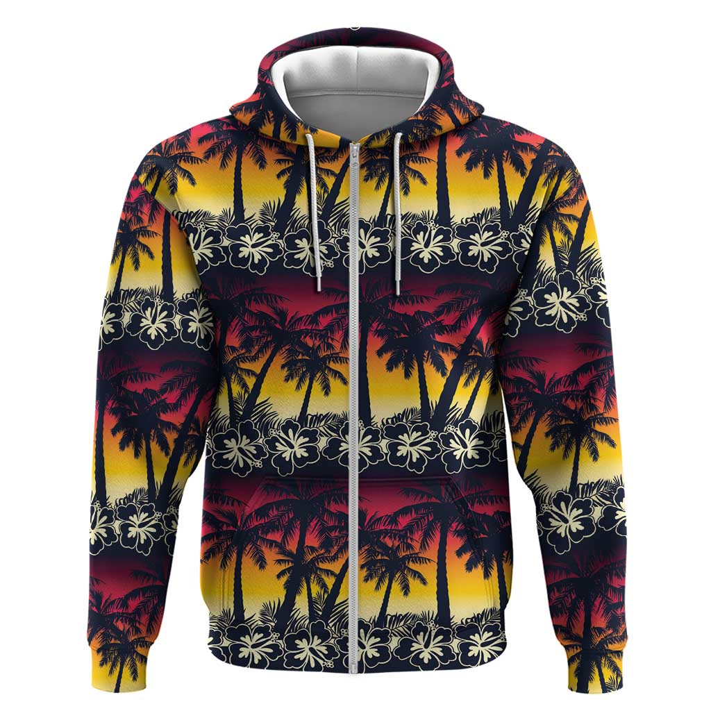Hawaii Hibiscus Palm Tree Sunset Hoodie Tropical Style LT01