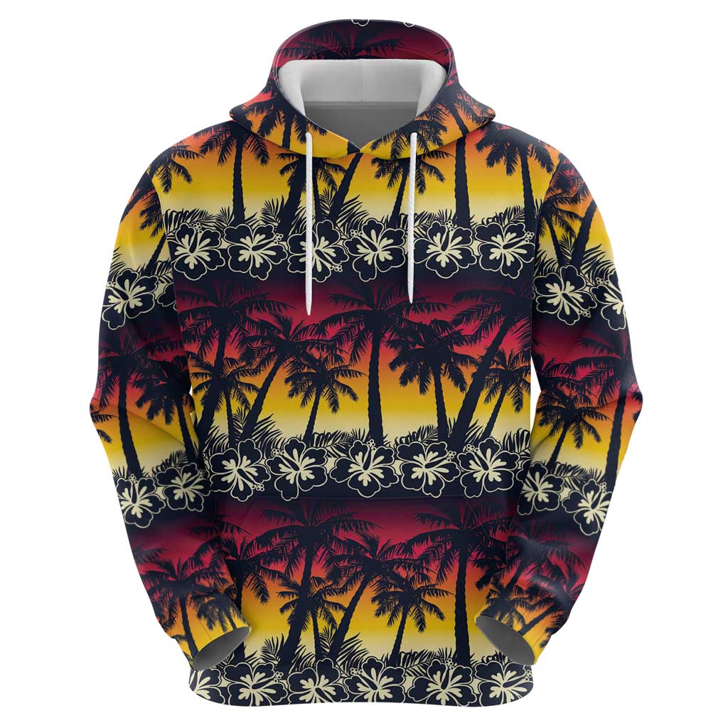 Hawaii Hibiscus Palm Tree Sunset Hoodie Tropical Style LT01