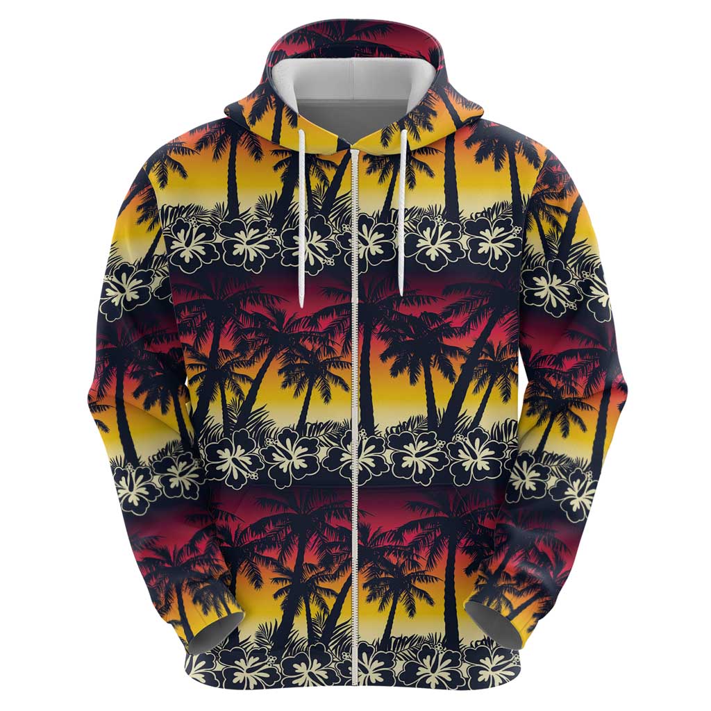 Hawaii Hibiscus Palm Tree Sunset Hoodie Tropical Style LT01