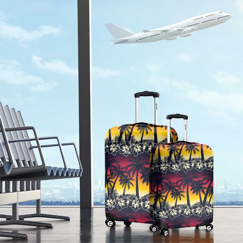 Hawaii Hibiscus Palm Tree Sunset Luggage Cover Tropical Style LT01