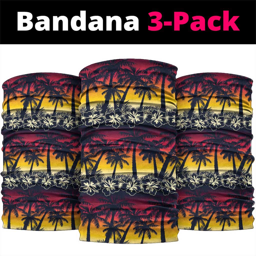 Hawaii Hibiscus Palm Tree Sunset Neck Gaiter Tropical Style LT01