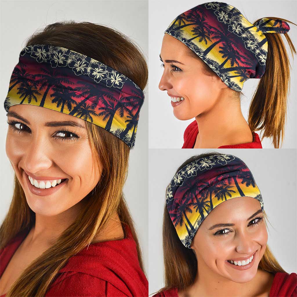 Hawaii Hibiscus Palm Tree Sunset Neck Gaiter Tropical Style LT01