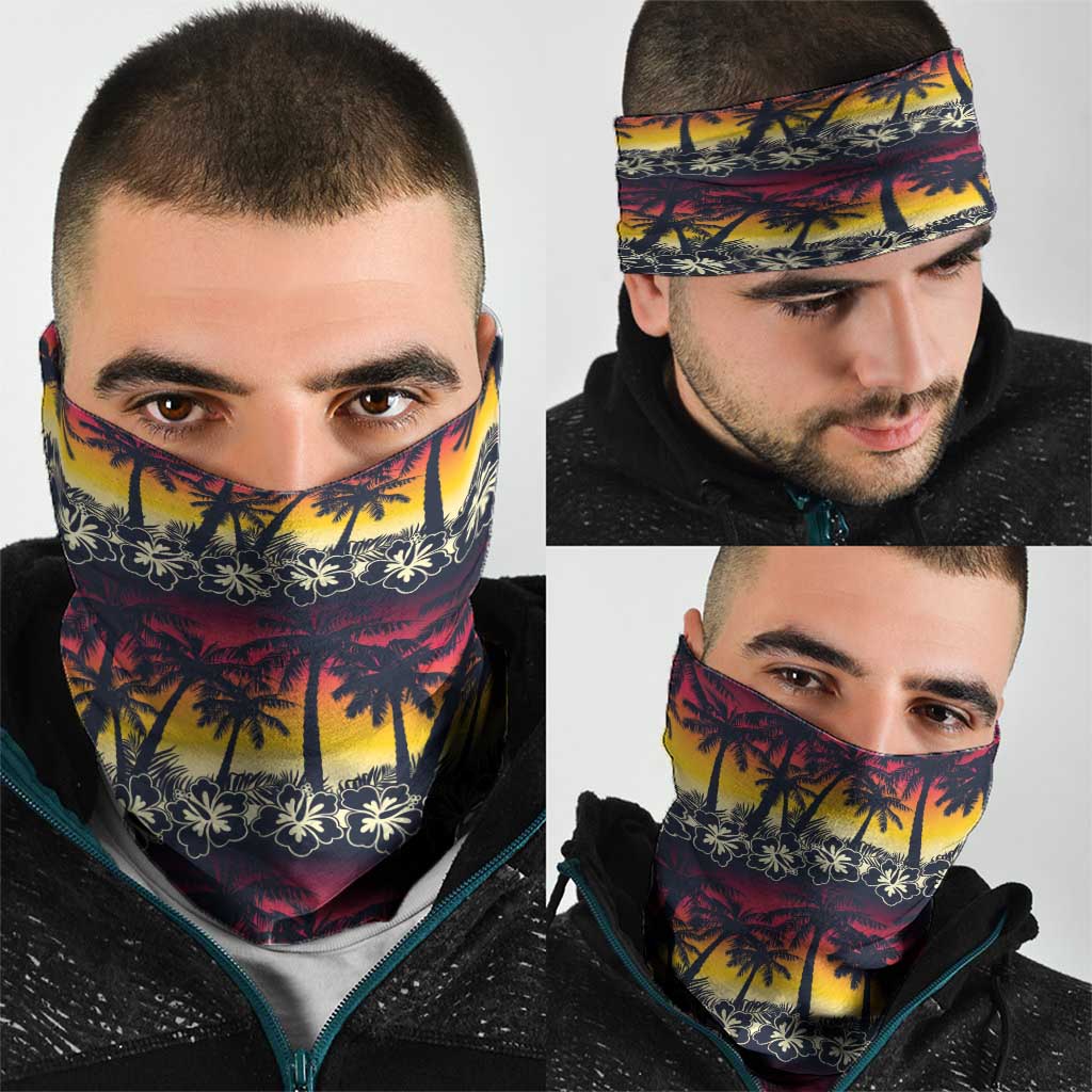 Hawaii Hibiscus Palm Tree Sunset Neck Gaiter Tropical Style LT01