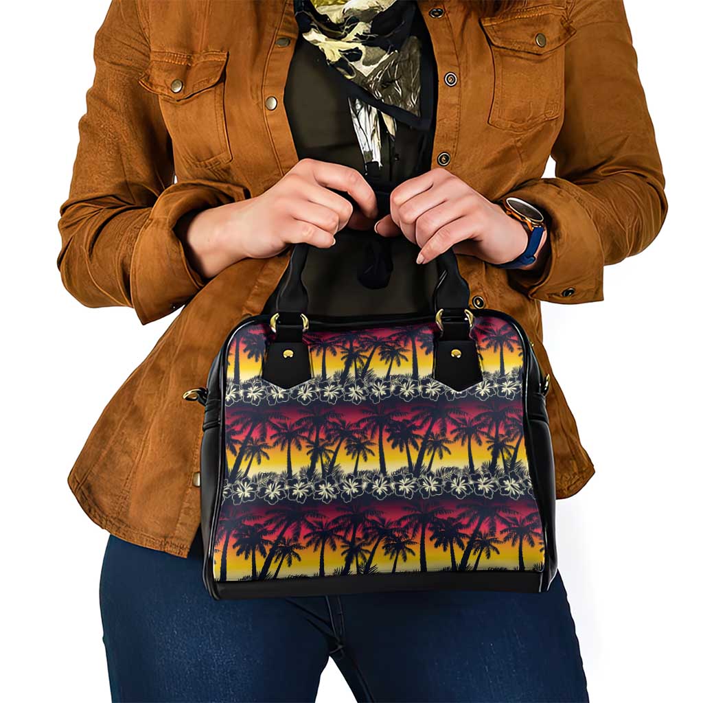 Hawaii Hibiscus Palm Tree Sunset Shoulder Handbag Tropical Style LT01