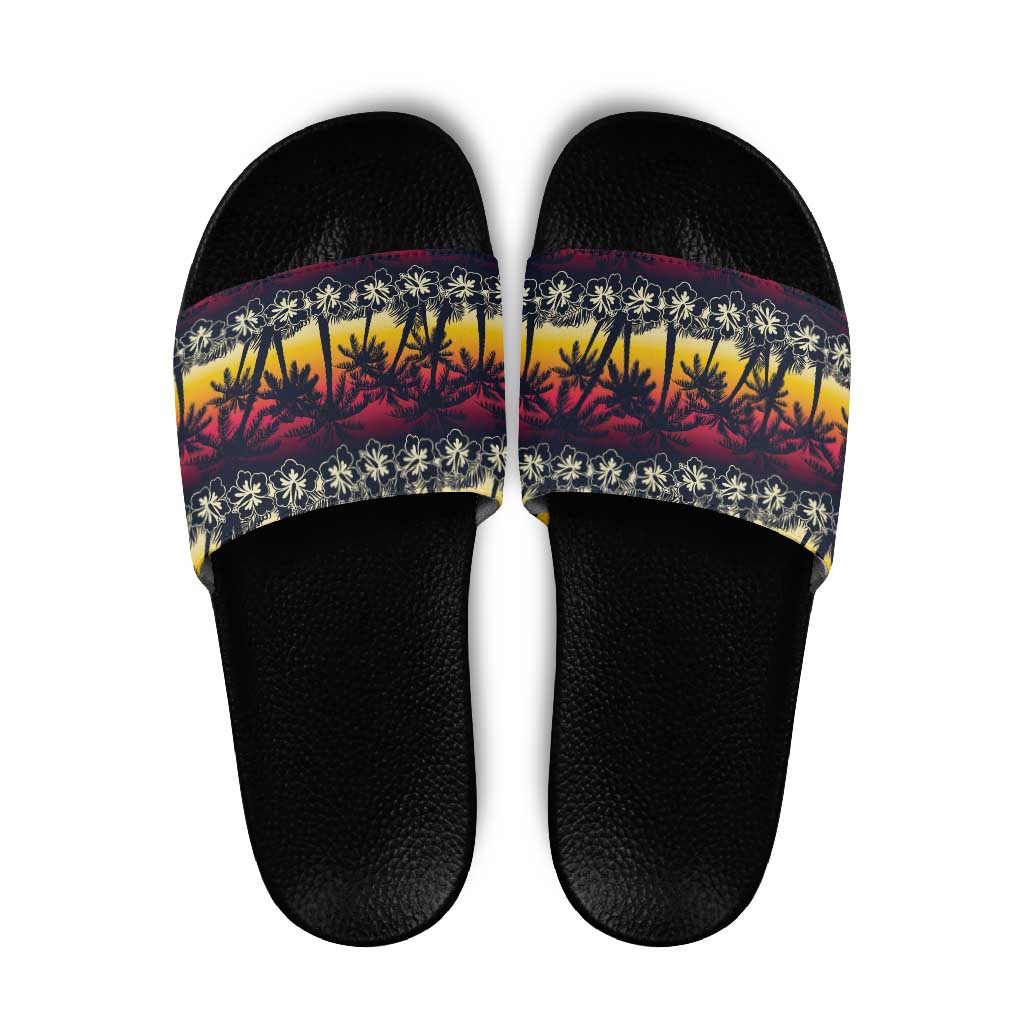 Hawaii Hibiscus Palm Tree Sunset Slide Sandals Tropical Style LT01