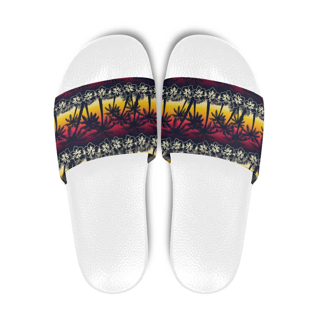 Hawaii Hibiscus Palm Tree Sunset Slide Sandals Tropical Style LT01