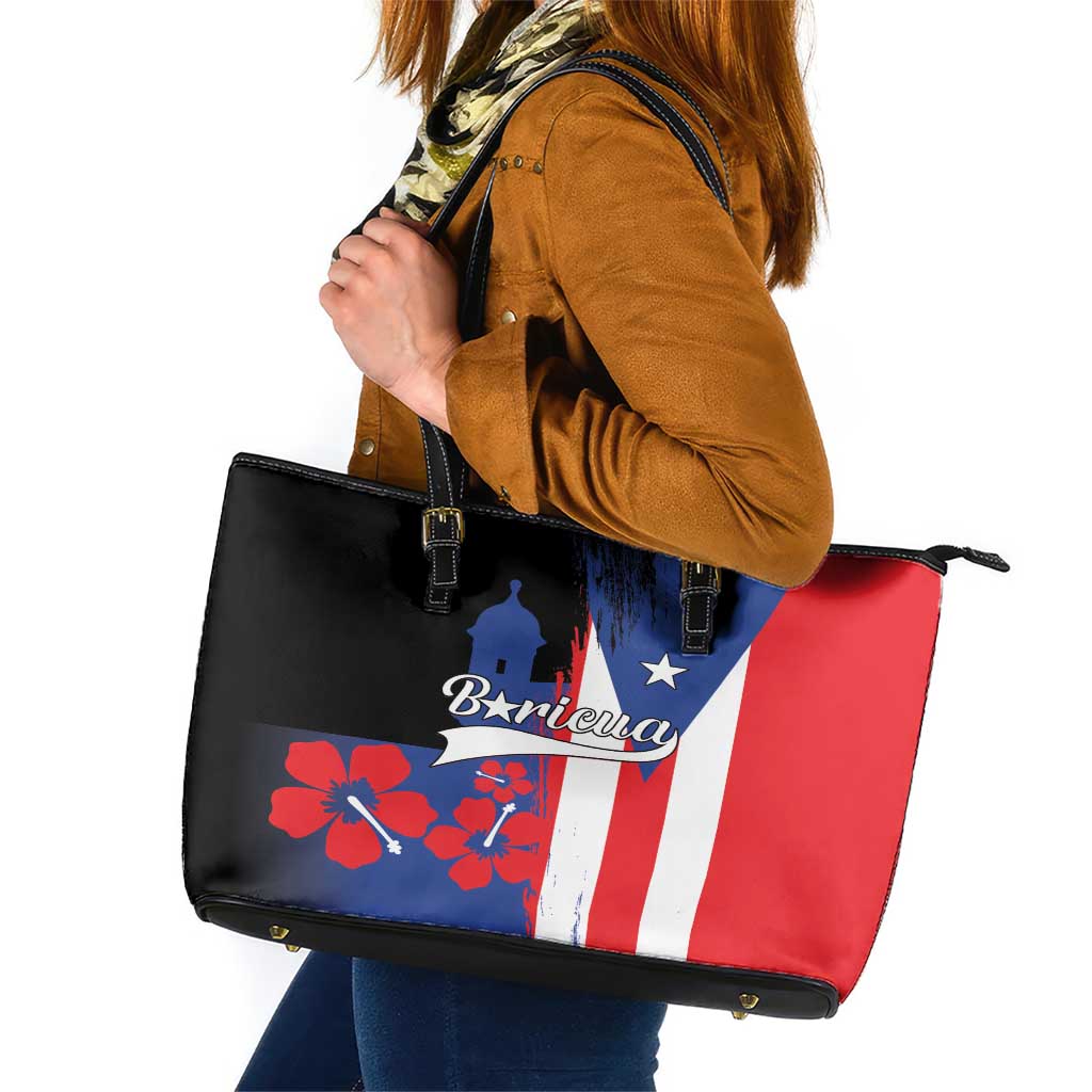 Boricua Leather Tote Bag Puerto Rico El Morro Flag Style LT01