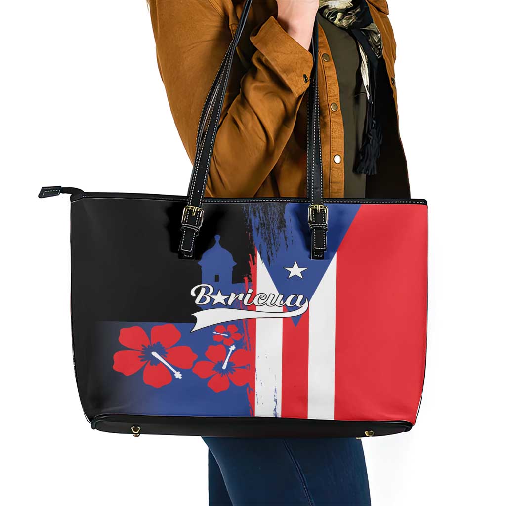Boricua Leather Tote Bag Puerto Rico El Morro Flag Style LT01