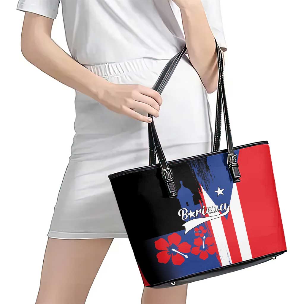 Boricua Leather Tote Bag Puerto Rico El Morro Flag Style LT01