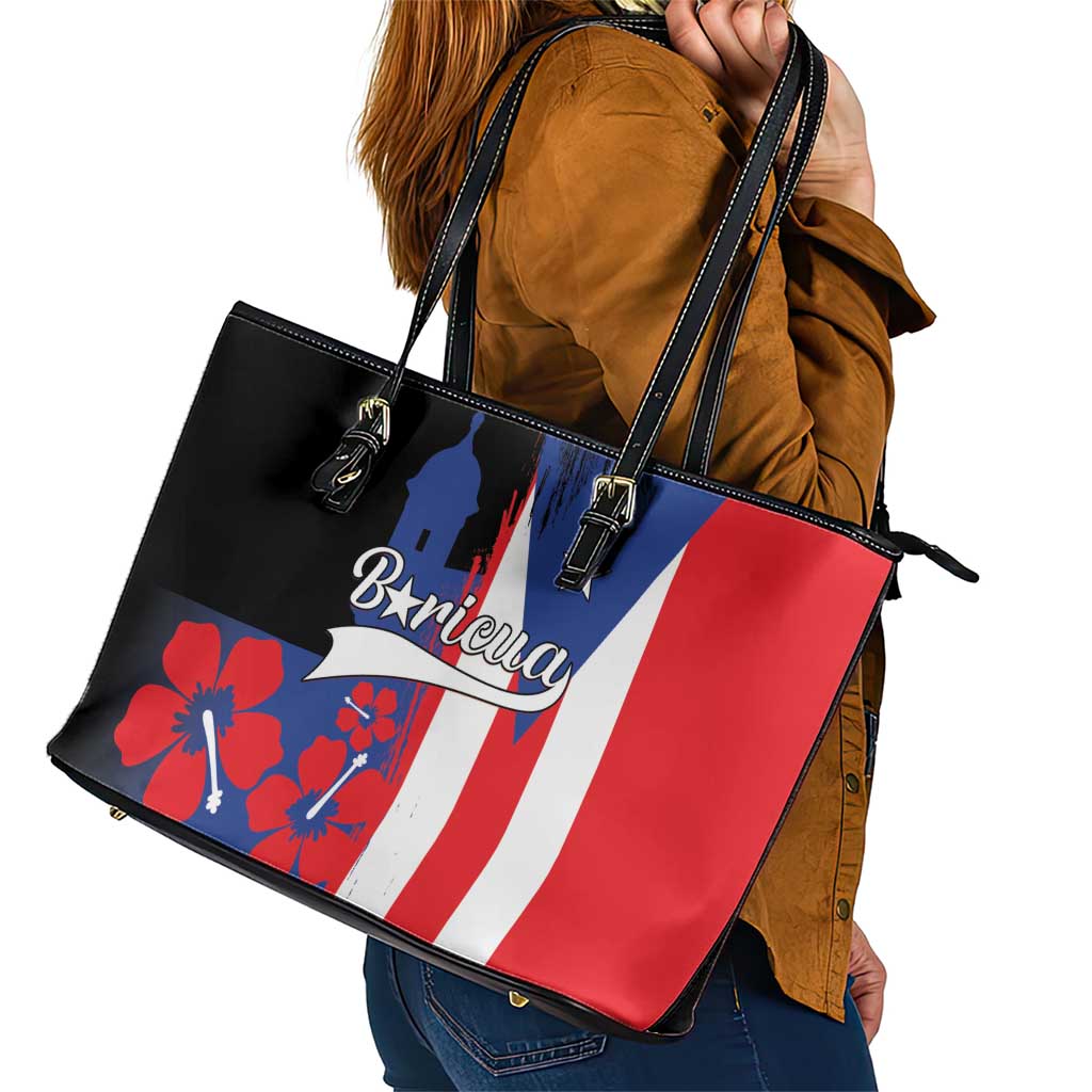 Boricua Leather Tote Bag Puerto Rico El Morro Flag Style LT01