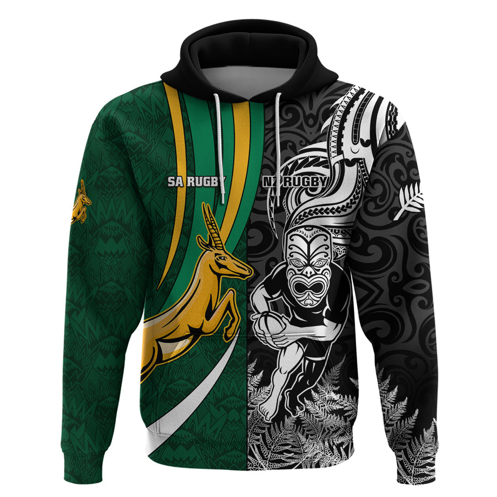 Custom New Zealand and South Africa Rugby Hoodie Silver Fern Protea Pattern World Cup 2023 LT01