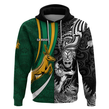 Custom New Zealand and South Africa Rugby Hoodie Silver Fern Protea Pattern World Cup 2023 LT01
