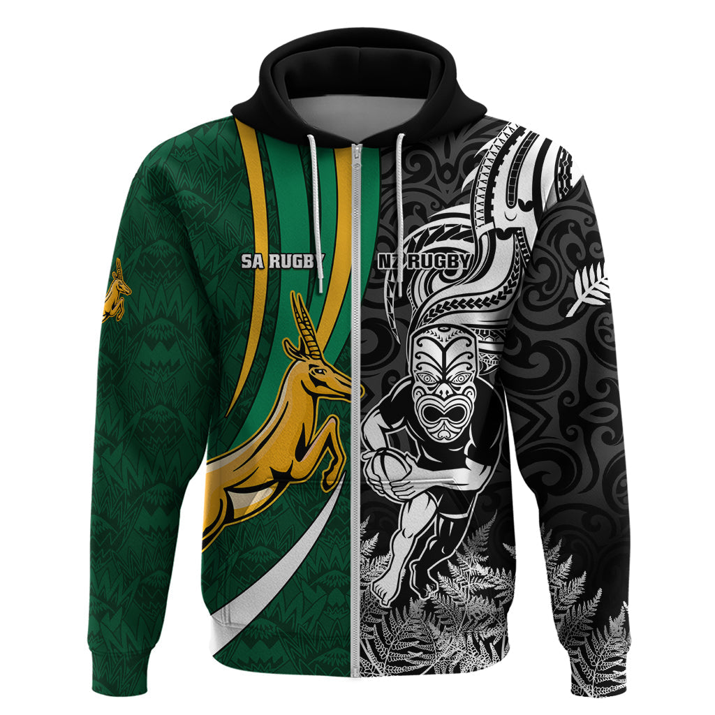 Custom New Zealand and South Africa Rugby Hoodie Silver Fern Protea Pattern World Cup 2023 LT01