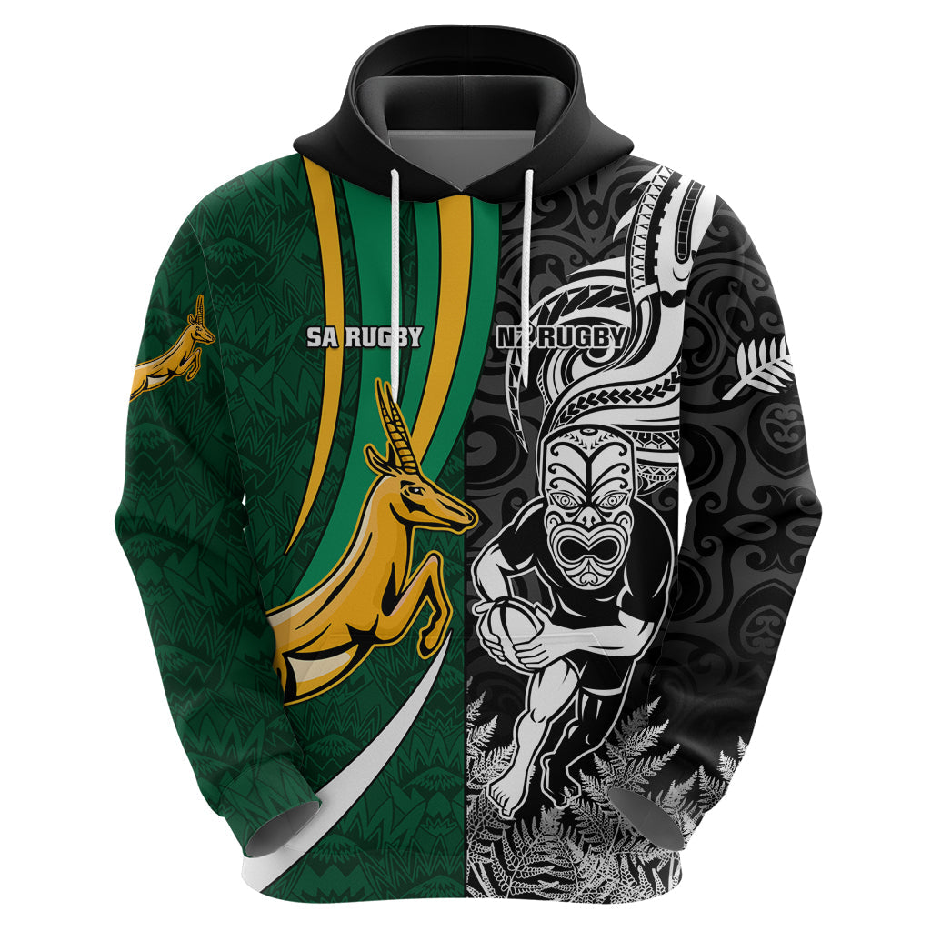 Custom New Zealand and South Africa Rugby Hoodie Silver Fern Protea Pattern World Cup 2023 LT01