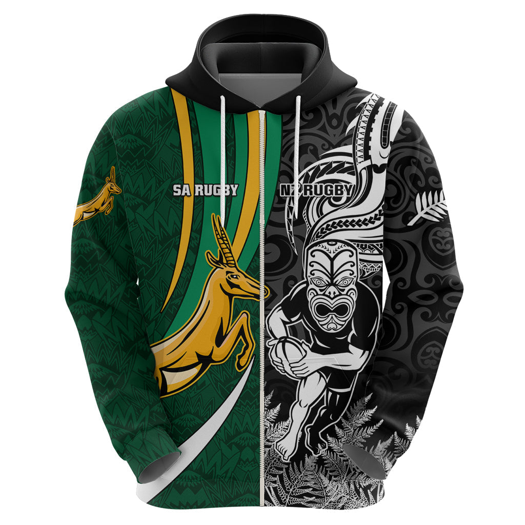 Custom New Zealand and South Africa Rugby Hoodie Silver Fern Protea Pattern World Cup 2023 LT01