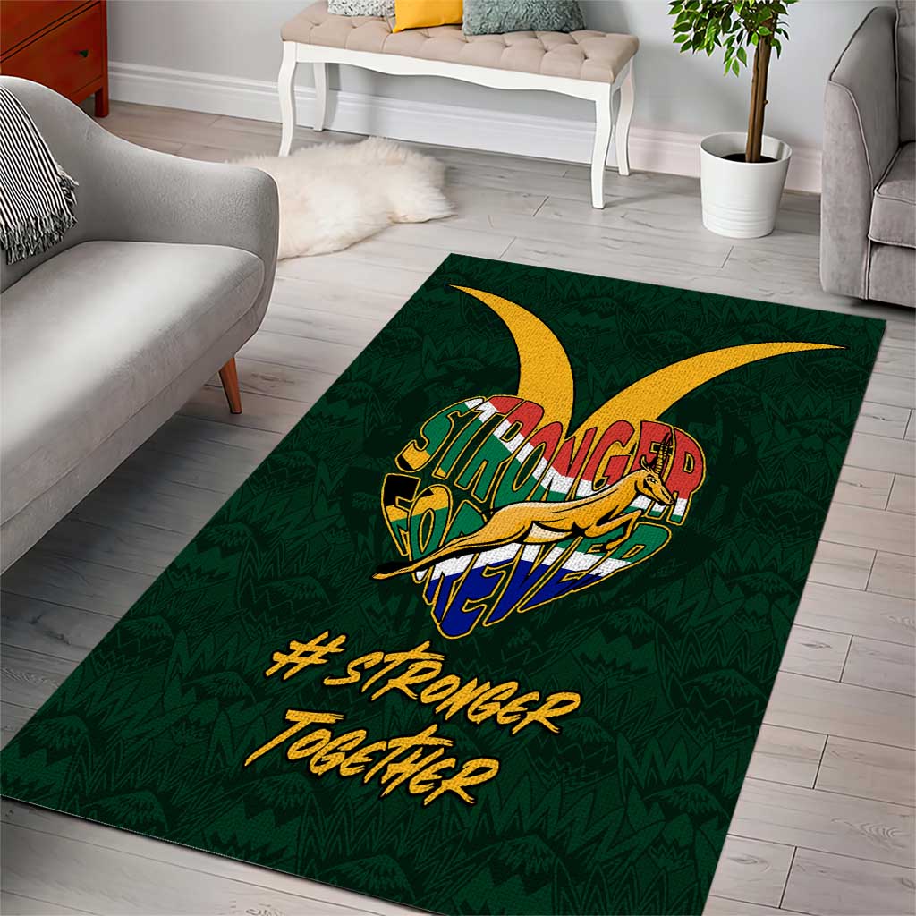 South Africa Rugby Area Rug - Stronger Together, Stronger Forever, Bokke World Cup LT01