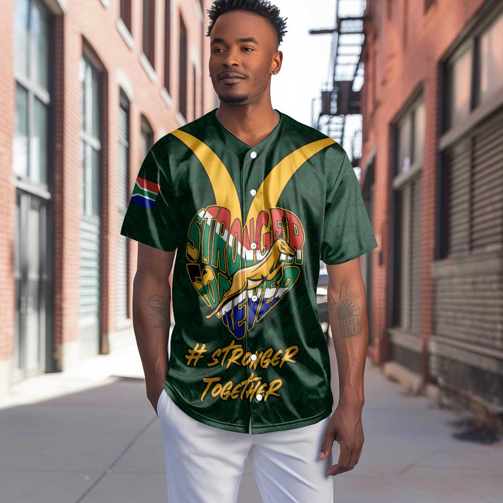 Custom South Africa Rugby Baseball Jersey - Stronger Together, Stronger Forever, Bokke World Cup LT01