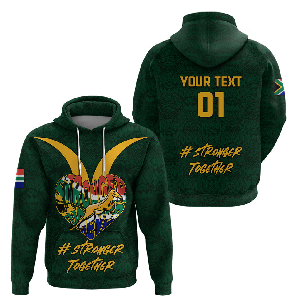 Custom South Africa Rugby Hoodie Stronger Together Stronger Forever Bokke World Cup 2023 LT01