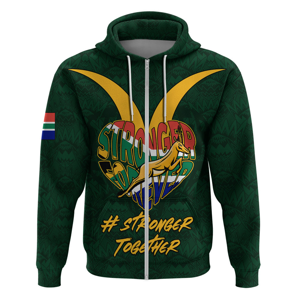 Custom South Africa Rugby Hoodie Stronger Together Stronger Forever Bokke World Cup 2023 LT01