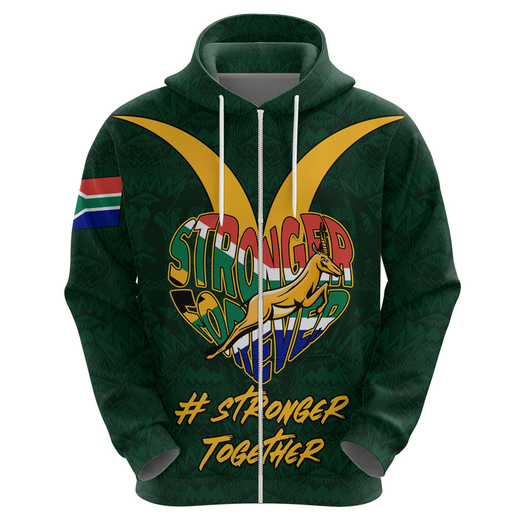 Custom South Africa Rugby Hoodie Stronger Together Stronger Forever Bokke World Cup 2023 LT01