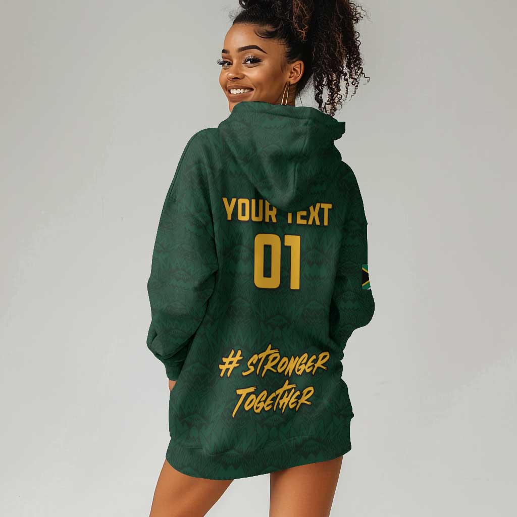 Custom South Africa Rugby Hoodie Dress - Stronger Together, Stronger Forever, Bokke World Cup LT01