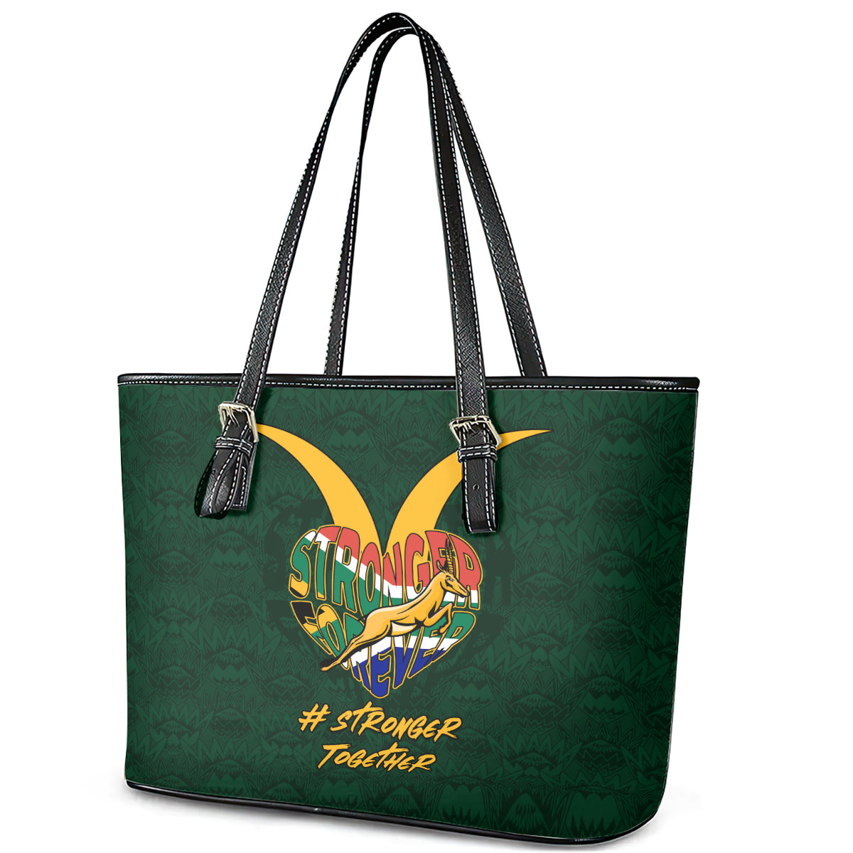 Custom South Africa Rugby Leather Tote Bag Stronger Together Stronger Forever Bokke World Cup 2023 LT01