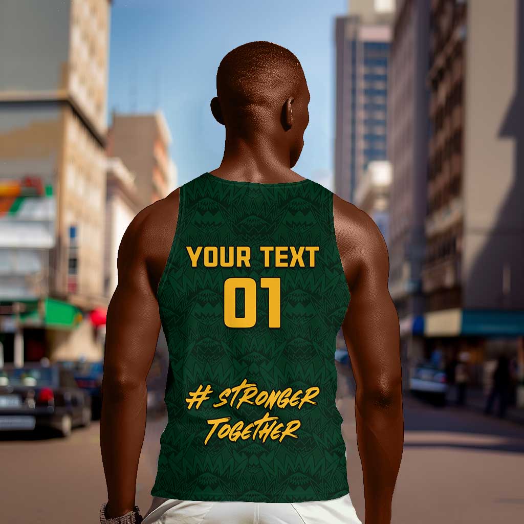 Custom South Africa Rugby Men Tank Top - Stronger Together, Stronger Forever, Bokke World Cup LT01