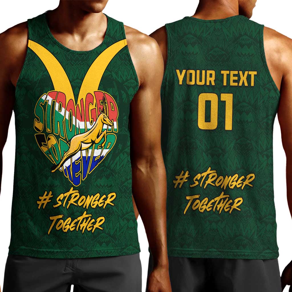 Custom South Africa Rugby Men Tank Top - Stronger Together, Stronger Forever, Bokke World Cup LT01