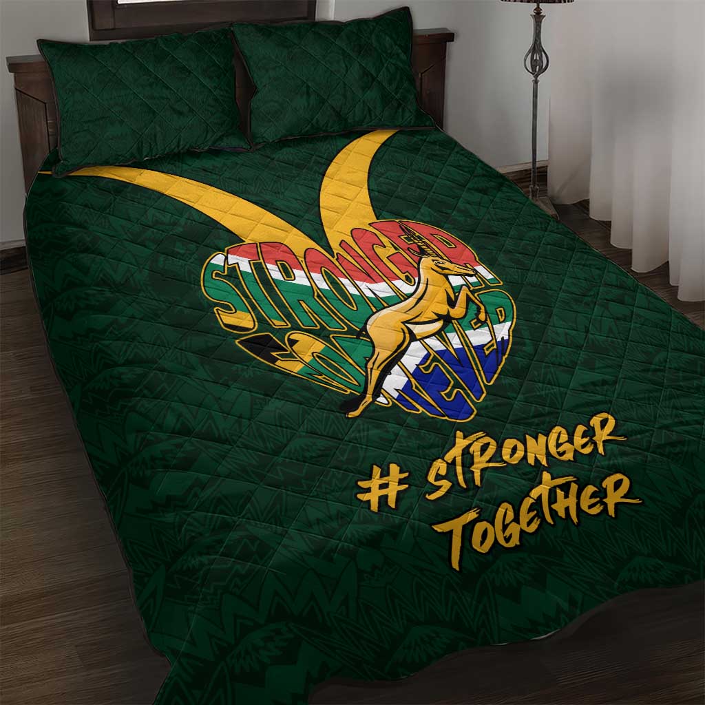 South Africa Rugby Quilt Bed Set - Stronger Together, Stronger Forever, Bokke World Cup LT01