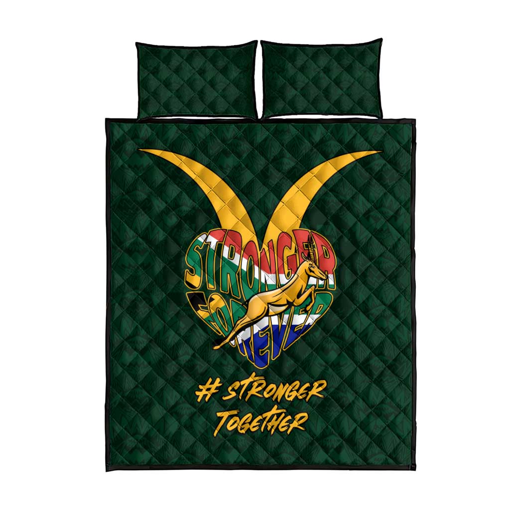 South Africa Rugby Quilt Bed Set - Stronger Together, Stronger Forever, Bokke World Cup LT01