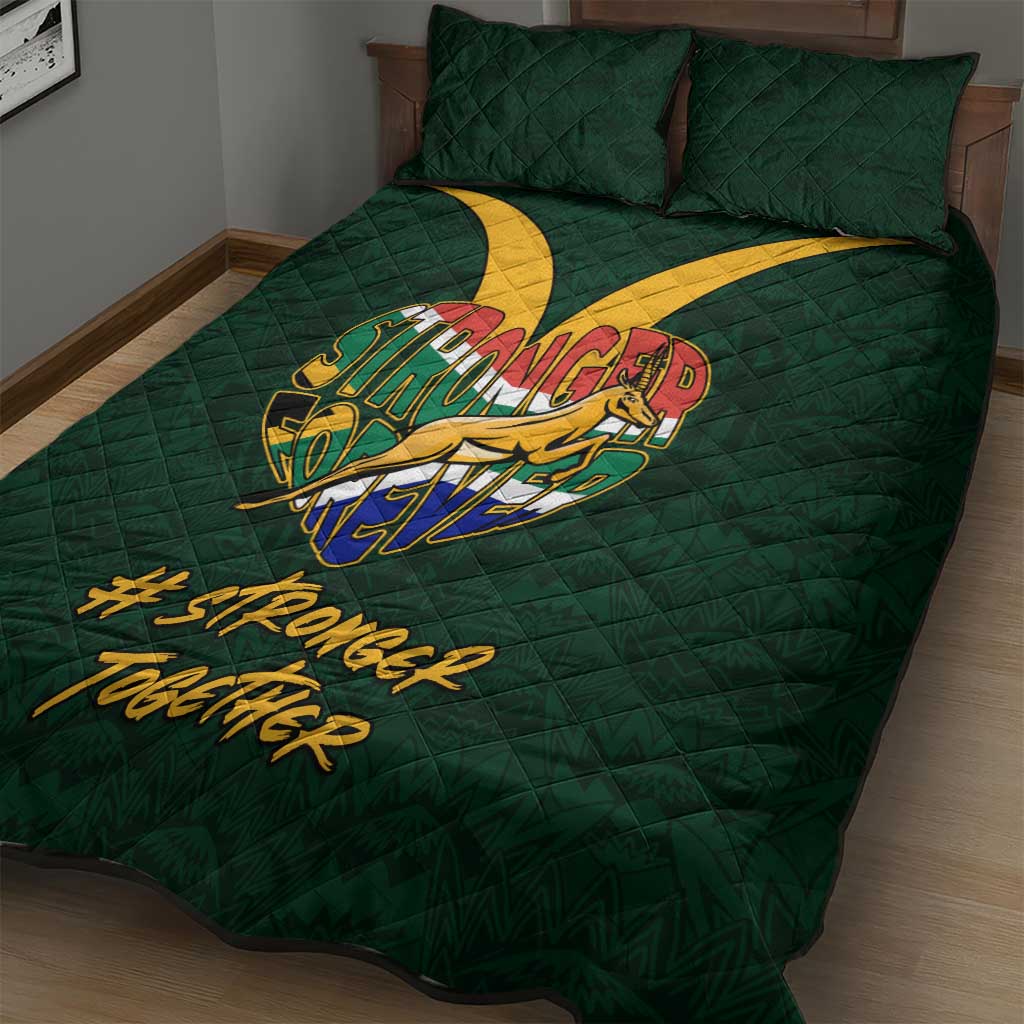 South Africa Rugby Quilt Bed Set - Stronger Together, Stronger Forever, Bokke World Cup LT01