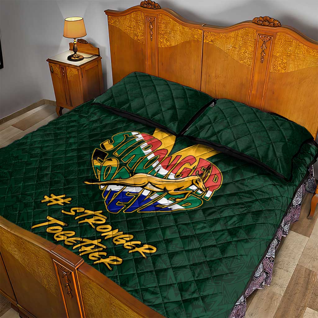 South Africa Rugby Quilt Bed Set - Stronger Together, Stronger Forever, Bokke World Cup LT01
