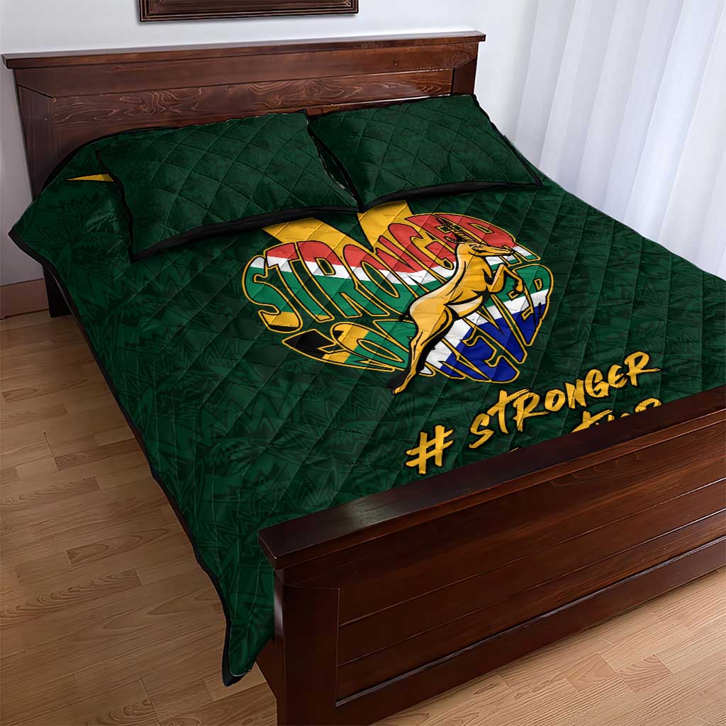 South Africa Rugby Quilt Bed Set - Stronger Together, Stronger Forever, Bokke World Cup LT01