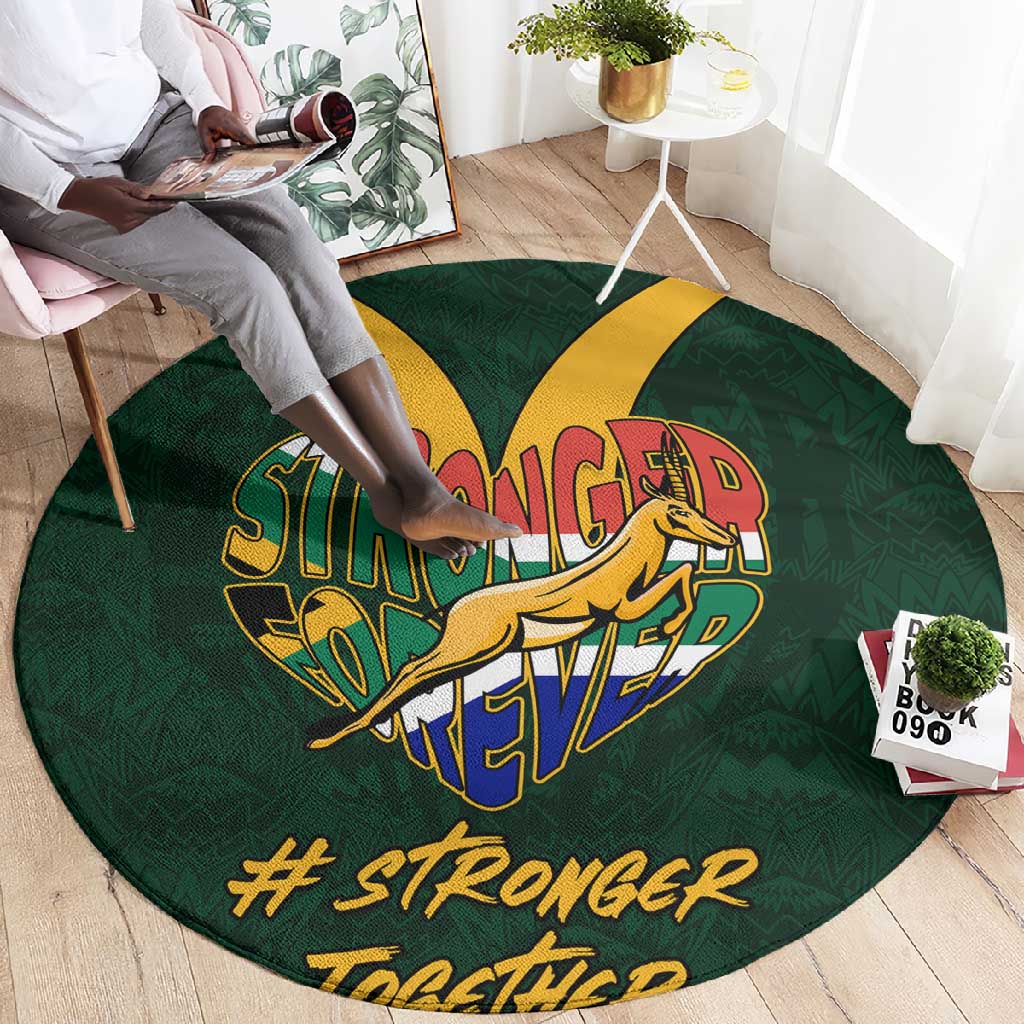 South Africa Rugby Round Carpet - Stronger Together, Stronger Forever, Bokke World Cup LT01