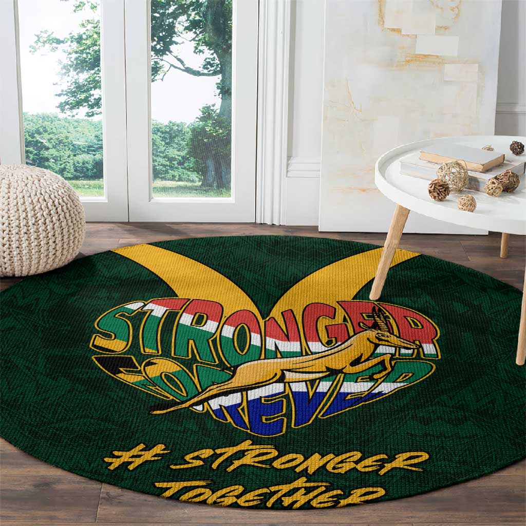 South Africa Rugby Round Carpet - Stronger Together, Stronger Forever, Bokke World Cup LT01