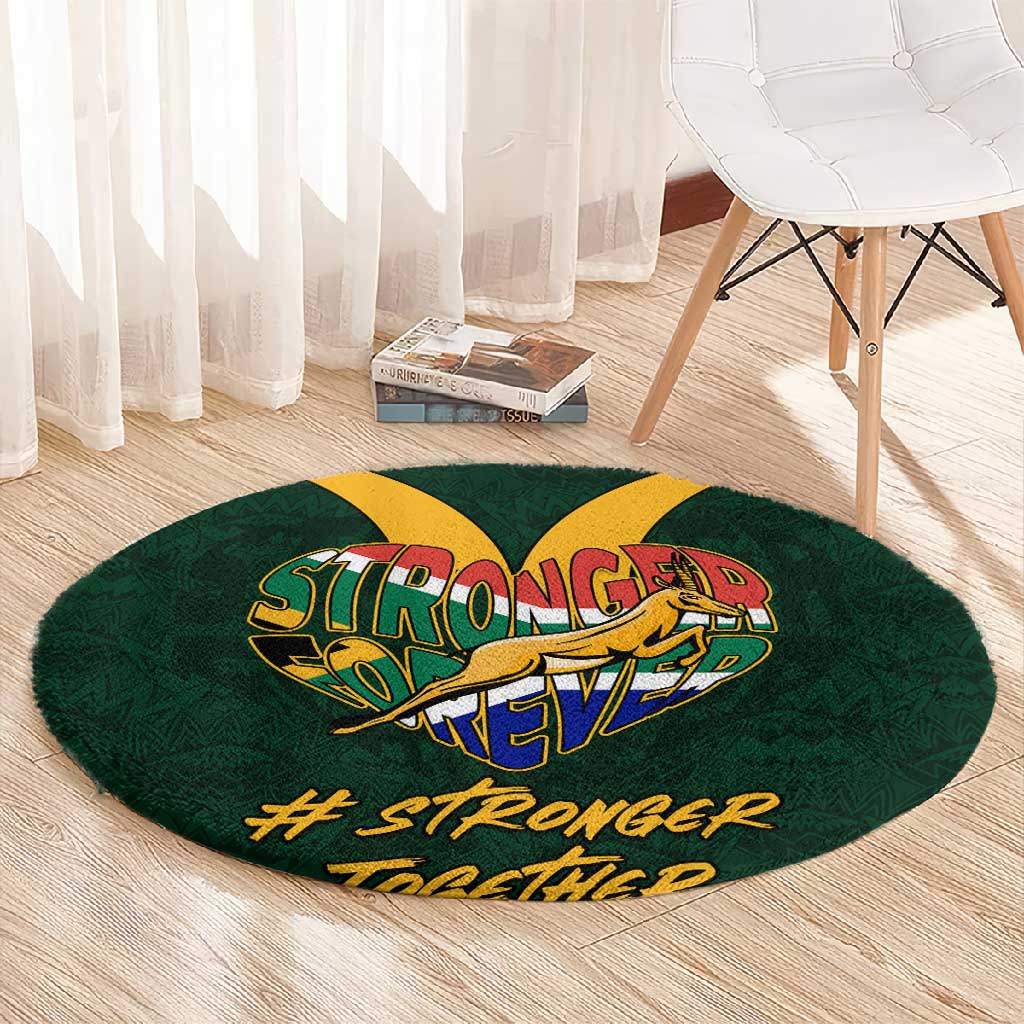 South Africa Rugby Round Carpet - Stronger Together, Stronger Forever, Bokke World Cup LT01