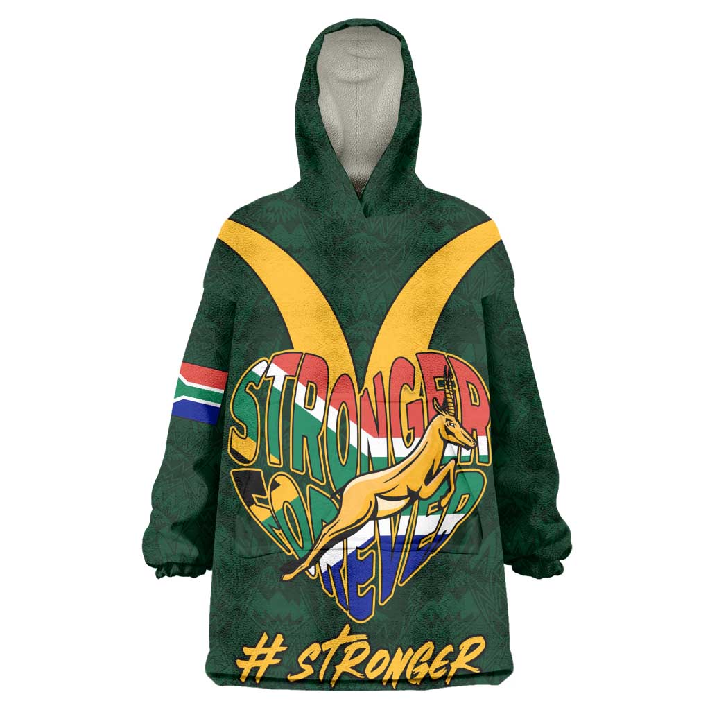 Custom South Africa Rugby Wearable Blanket Hoodie - Stronger Together, Stronger Forever, Bokke World Cup LT01