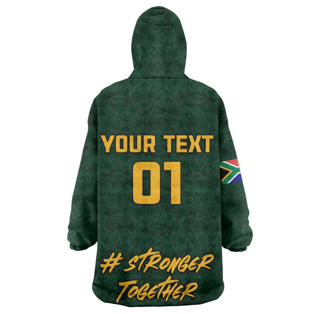 Custom South Africa Rugby Wearable Blanket Hoodie - Stronger Together, Stronger Forever, Bokke World Cup LT01