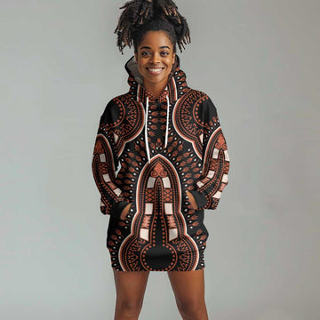 African Dashiki Hoodie Dress Afro Vintage Pattern LT01