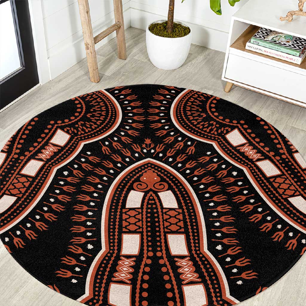 African Dashiki Round Carpet Afro Vintage Pattern LT01